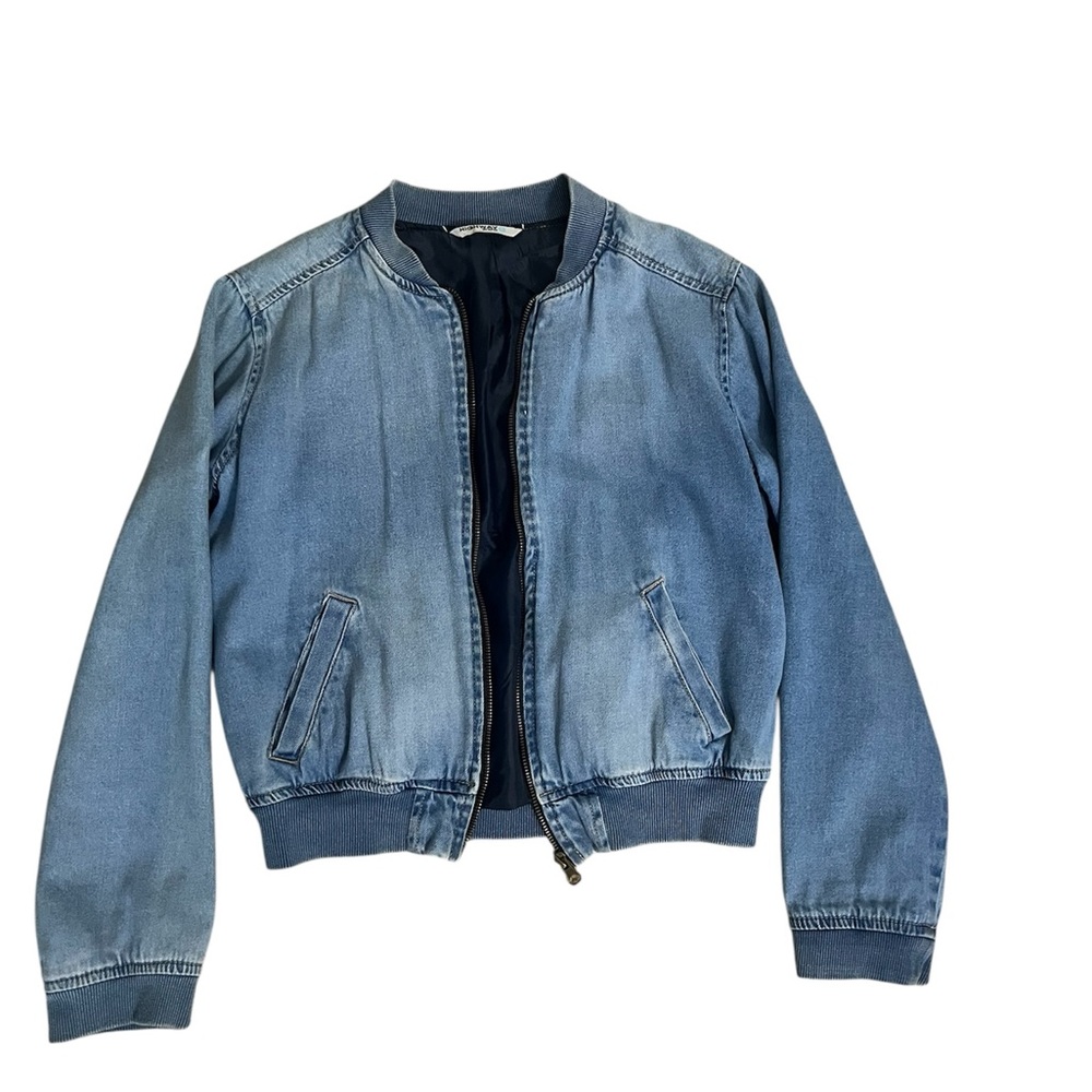 Denim Bomber Jacket in Light Blue